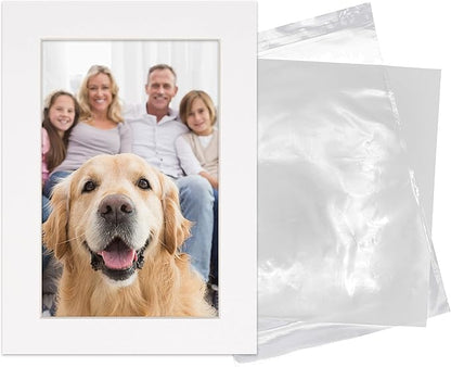 6x8 Mat for 8x10 Frame - Precut Mat Board Acid-Free Show Kit with Backing Board, and Clear Bags White 6x8 Photo Matte Made to Fit a 8x10 Picture Frame Matboard for Framing, Pack of 25 Mats
