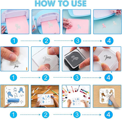 ORIGACH Iris Layering Stencil Stamp and Die Set for Card Making, Flower Stencil Template Silicone Clear Stamps and Metal Die Sets for DIY Scrapbooking Photo Album Crafting