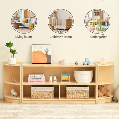 OOOK Wood Corner Cabinet, 2-Tier Toy Organizers and Storage, Montessori Shelf for Kids Room, Playroom, Nursery, Classroom, Kindergarten