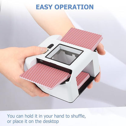 Automatic Card shuffler 1-2 Deck, 2000 mAH USB-C Rechargeable Electronic Card shuffler, Quiet Card shuffler for UNO Poker Blackjack Canasta Skip-Bo Phase 10, One-Press AUTO and Manual