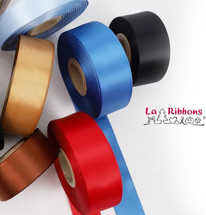 LaRibbons 1 1/2 Inch 50 Yard Double Faced Satin Ribbon,Red Satin Craft Fabric Ribbon for Gift Wrapping Floral Bouquets Wedding Party Decoration