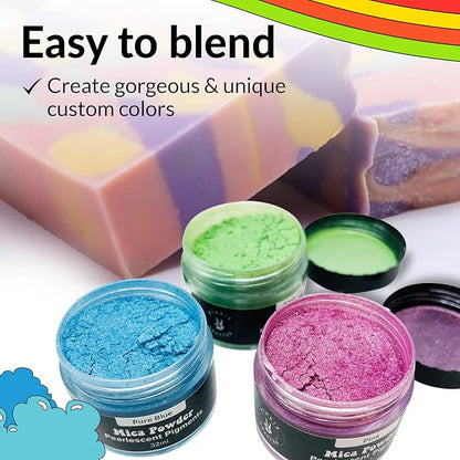 Pigment Powder for Epoxy Resin, 24 Pastel Colors, Mica Powder for Candle Dye, Bath Bomb Coloring, Soap Making, Resin Pigment, Metallic Pearl Soap Dye for Candle Making