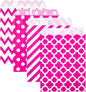 KEYYOOMY 100 Pcs Hot Pink Candy Buffet Bags Small Cookie Bags Polka Dot Paper Treat Bag for Wedding Birthday Party (5 inch x 7 inch)
