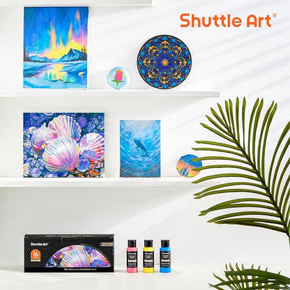 Shuttle Art Color Change Acrylic Paint Set, 16 Colors Chameleon Colors Acrylic Paint in Bottles (60ml/2oz), Non-Toxic for Artists, Beginners and Kids on Rocks, Crafts, Canvas, Wood, Fabric, Ceramic