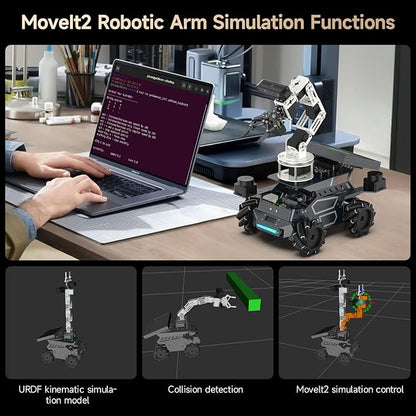 Yahboom ROS2 Robot Kit with Jetson Orin NX 8GB Super Large AI Model with 6DOF Robotic Arm, 7-inch HD Display,AI Voice Interaction Module Support AI Vision App Control