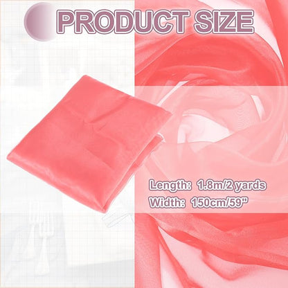 MECCANIXITY Iridescent Sheer Organza Fabric, 2 Yards x 59 Inches Solid Holographic Shiny Fabric Organza Cloth for Wedding, Curtains, Costume, Photo Background, Watermelon Red