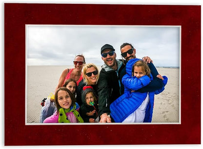 Pack of 25 Acid Free 8x10 Mats Bevel Cut for 6x8 Photos - Bright Red Suede Precut Matboards For Pictures, Photos, Framing - 4-ply Thickness