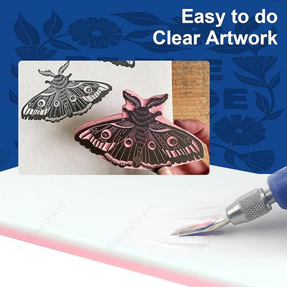 Falling in Art 5 Pack Rubber Carving Block, 4" x 6" Easy Cut Lino Blocks, Soft Linoleum Block for Printmaking, Stamps, Crafts