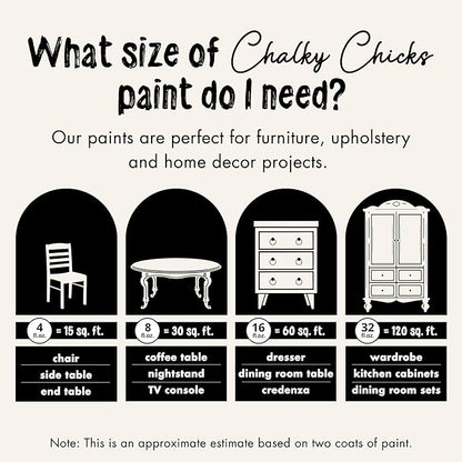 Chalky Chicks All-in-One Chalk Paint for Furniture or Cabinet - 32 Fl Oz - Matte Finish Aged Burlap White for Metal, Wood Furniture Paint - No Sanding All-in-One for Home Decor & Crafts, USA Made