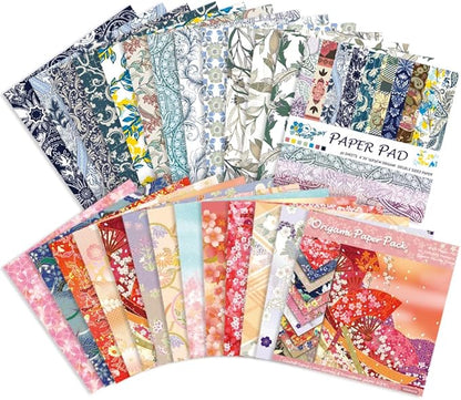 Origami Paper Kit Dobule Sided 100 Sheets 100 Colors 6 Inch Japanese Chiyo Square Easy Fold Arts Crafts DIY Handwork Origami Papers Beginner Sakuras Baroque