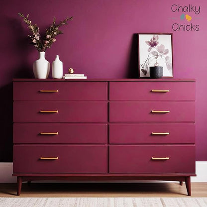 Chalky Chicks All-in-One Chalk Paint for Furniture or Cabinet - 32 Fl Oz - Matte Finish Logan Berry (Plum) for Metal, Wood Furniture Paint - No Sanding All-in-One for Home Decor & Crafts, USA Made
