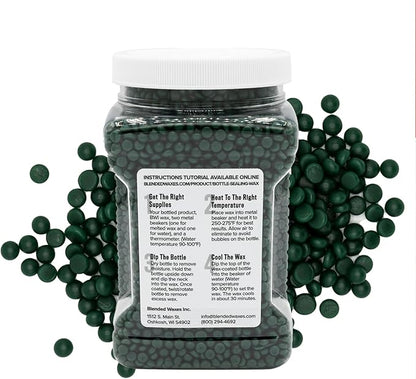 Blended Waxes, Inc. Bottle Sealing Wax, Pastille Wax Seal Beads For Wine, Beer, and Liquor Bottle Sealing, Seals Between 25-30 Bottles, 1 lb, Green