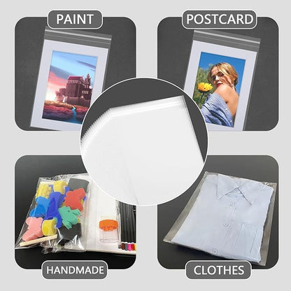 100 Pack 11 3/7 x 14 3/8 Inches Crystal Photo Sleeves Storage Bags for 11x14 Photo Mat, Art Sleeves for Prints