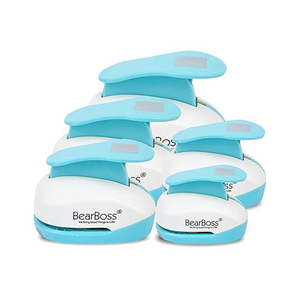 BearBoss Square Paper Punch Set, 5 Different Sizes, Scrapbooking Crafting Tool, Classic White