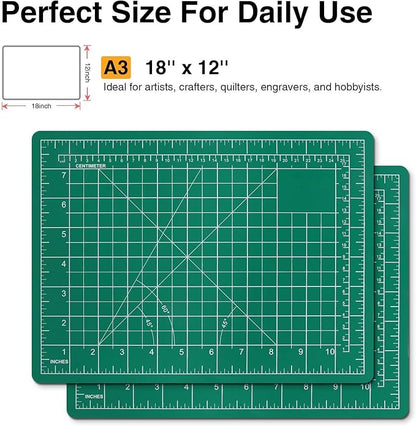 DIYSELF Cutting Mat - 12in18in, Self Healing, Double Sided, A3, Rotating, Ideal for Crafts, Sewing, Quilting