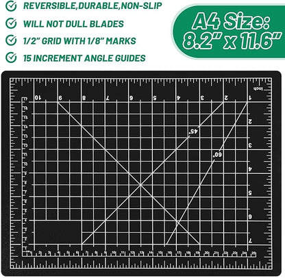 Anezus Exacto Knife with Hobby Mat for Crafts, Self Healing Cutting Mat Hobby Knife with 30 PCS Exacto Blades Precision Knife for Art and Crafts Paper Scrapbooking Stencil (Black)