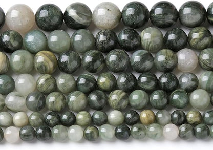60pcs 6mm Natural Green Hair Quartz Stone Beads for Jewelry Making DIY Bracelet Necklace Accessories 15" Energy Healing Power Round Stone Beads (6mm, Green Hair Quartz)