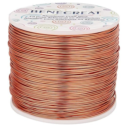 BENECREAT 20 Gauge 770FT Aluminum Wire Anodized Jewelry Craft Making - Beading Floral Florist for Gem Wrapping, Plant Gardening, Festival Jewelry Craft Making, Copper Tone