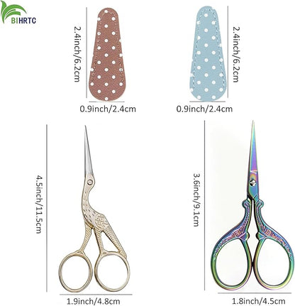 BIHRTC Stork Crane Scissors with Leather Cover Stainless Steel Scissors Bird Sewing Scissors Shears DIY Tools Dressmaker Small Scissors for Sewing Crafting Art Work Threading Needlework