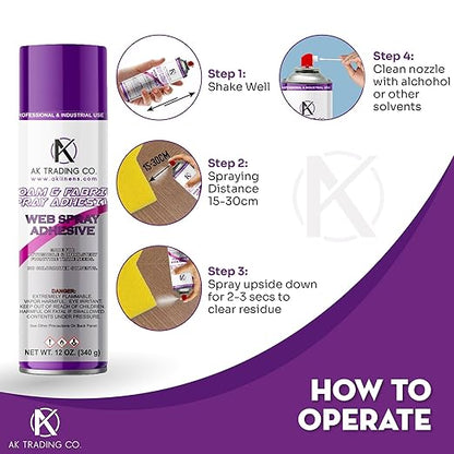 AK Trading Professional Quality General Multipurpose Spray Adhesive, 12-Ounce for Acoustic Panels & Craft Upholstery Foam Adhesive & Fabric Glue - 12 Pack