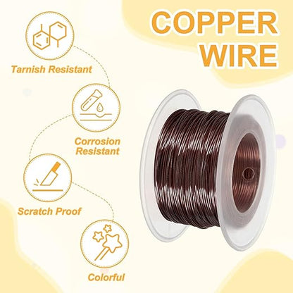 uxcell 20 Gauge / 0.8mm Anodized Aluminum Wire for Jewelry Craft Making, 102 Feet Bendable Flexible Wire for DIY Home Decor Gardening Sculpture, Bronze