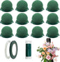 12 Pack Floral Foam Holder Mini Round Hemisphere Floral Foam Blocks with Wire and Tape for Table Wedding Party Wine Flower Bottle Decor