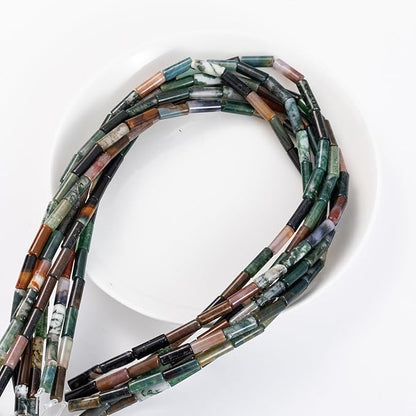 Natural Indian Agate Cylinder Tube Beads 4x13mm 38cm/str Loose Semi Gemstone Stone Beads for Making Bracelets Necklace Earrings