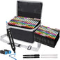 Banral 180 Colors Alcohol Markers Set, Dual Tip Alcohol Based Art Marker for Artists Kids Adult Coloring, Permanent Illustration Sketch Pens for Drawing with Case and Holders