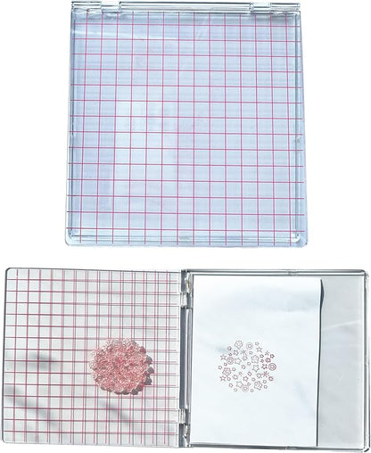 Arbuya Acrylic Stamp Block with Grid 6.3”x6.3 Perfect Positioning Stamping Platform Clear Stamps Scrapbook Craft Stamping Tool for Card Making Scrapbooking Journaling and Other Paper Crafts-AT001