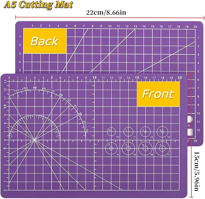 A5 Self-Healing Cutting Mat, Small Cutting Mat, Professional Double Sided Durable Cuttings Mats, Great for Hop Scrapbooking, Quilting, Fabric, Sewing Craft Projects (Green, A5)