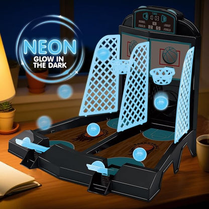 Table Top Games, Glow in The Dark Mini Basketball Game - Desktop Games for Kids，Desk Toys for Office for Adults - Basketball Gifts for Boys 3 4 5 6 7 8 9 10 11 12