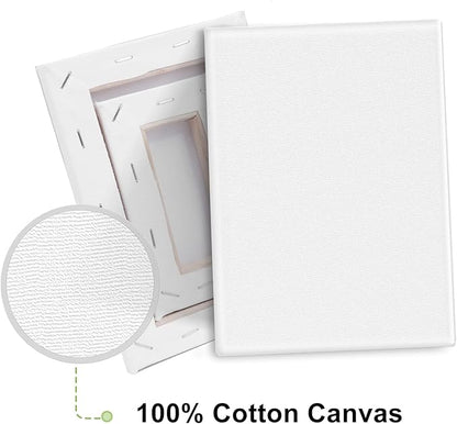 4 Packs Stretched Canvases for Painting with 3x5in,5x7in,8x10in,10x12in, Primed Canvas,Blank Painting Canvas for Oil & Acrylic Paint.