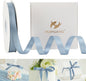HUIHUANG Dusty Blue Satin Ribbon 1/2 inch X 50 Yards Continuous, Blue Double-Faced Satin Ribbon for Gift Wrapping, Bows, DIY Crafts, Flower Bouquet, Bridal Wedding Decor, Flower Crowns Decor