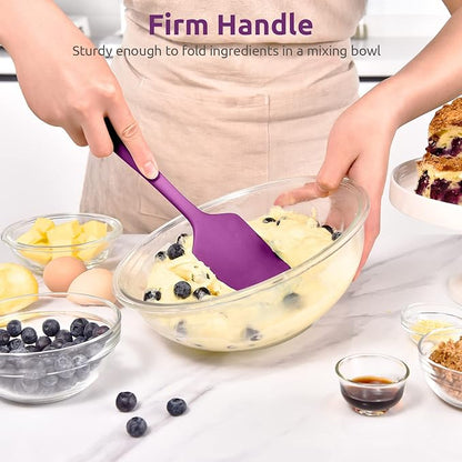 Heat Resistant Silicone Spatula Set: U-Taste 600ºF High Temp Seamless Food Grade Utensil, Flexible Rubber Silicon Kitchen Cooking Mixing Baking Scraper for Nonstick Cookware Set of 4 (Purple)