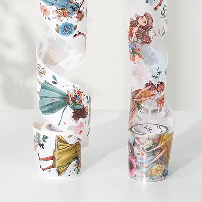 WT Carefree Wide PET Tape, Single Roll, Original Character Designs, Transparent Decorative for Journals, Planners & DIY Crafts