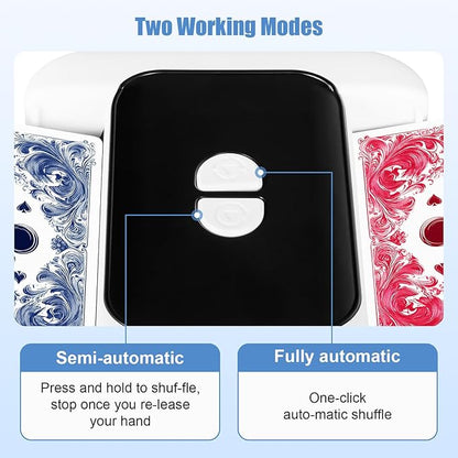 BEE&FLOWER Card Shuffler - Rechargeable Low Noise & Jam-Free | Fast Shuffle for 1–2 Decks with Pull-Out Tray, Auto & Manual Modes Compatible with Poker, Regular, Texas Hold'em, Blackjack, Bridge