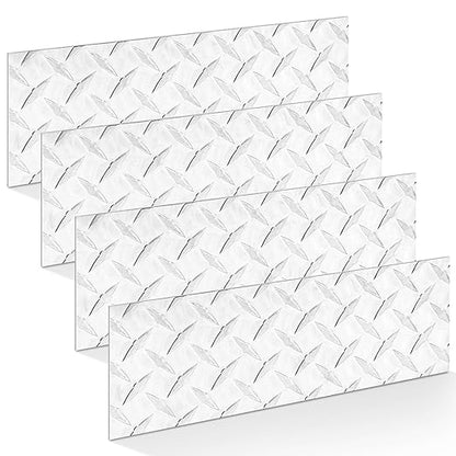 4pcs Diamond Plate Sheet Metal Heavy Duty Tread Aluminum Sheet Diamond Tread Plate for Wall Covering, Cargo Trailer, RV and More (6'' X 12'' X 0.08'',Silver)