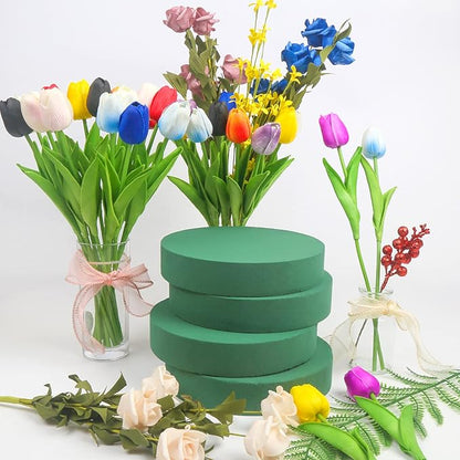 LOMIMOS 8'' Large Round Floral Foam,Florist Green Blocks Supplies for Flower Arrangement Decorations DIY Craft,Pack of 4