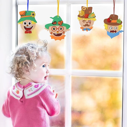 Fennoral 12 Pack Fall Craft for Kids Make You Own Scarecrow Foam Stickers DIY Arts and Crafts for Boys Girls Fall Art Activities Party Supply Autumn Thanksgiving Decoration