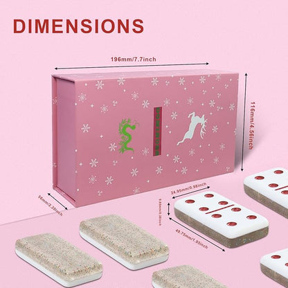 IDTQ Dominoes Set for Adults, Double 6 Dominos Game Set with 28 Domino Tiles Double with Upscale Gift Boxes -7 Polyhedral Dice -Classic Board Games (Light Brown)