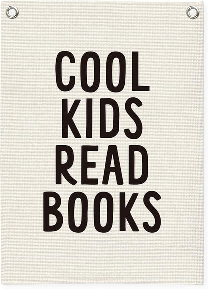 Reading Corner Decor for Classroom,Reading Nook for Kids,Cool Kids Read Books Linen Canvas Banner, Read Corner, Book Lover Gift,School Library Wall Hanging Flag Banner 18x25 Inch