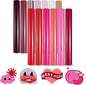HTVRONT Pink Heat Transfer Vinyl - 13 Sheets Hot Pink HTV Vinyl in 12 Assorted Colors, Red Iron on Vinyl for Cricut & Cameo - Easy to Cut & Weed