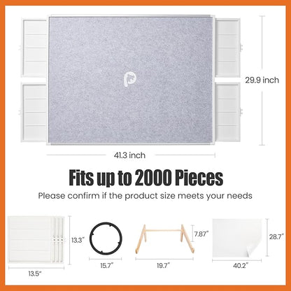 Rotating Puzzle Board with Drawers and Cover, Dual-Sided Portable Jigsaw Puzzle Table,Tilt&Lazy Susan,Gift for mom Adults (Gray, 2000-piece)