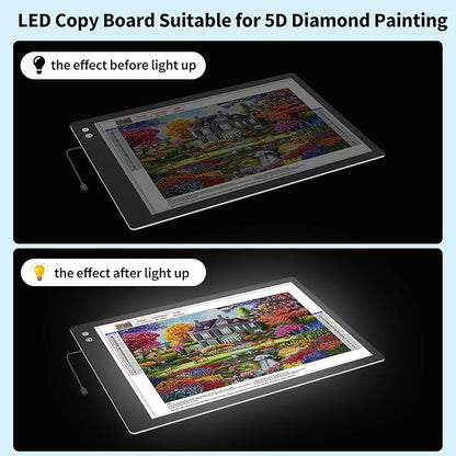 Rechargeable A2 Light Box (23.7"x15.8"), 3-Color Light LED Light Pad for Tracing, Large Diamond Painting Light Board, 6 Levels/Stepless Dimming Light Table for Drawing, Sketching, Animation