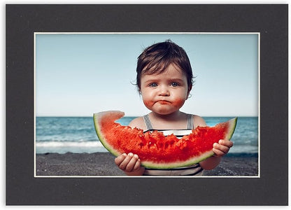 6x8 Mat for 8x10 Frame - Precut Mat Board Acid-Free Black 6x8 Photo Matte Made to Fit a 8x10 Picture Frame, Premium Matboard for Family Photos, Show Kits, Art, Picture Framing, Pack of 25 Mats
