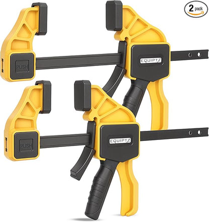 12 inch Bar Clamps for Woodworking – 2 Pack Quick Grip Clamps Set with 150 lbs Force – Wood Clamps for Gluing, Carpentry, DIY, and Metalworking (12 inch Size, 2 Pack)