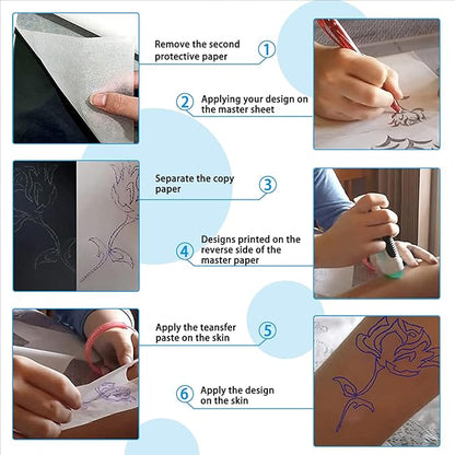 2025 NEW Extended Tattoo transfer paper,100 Sheets Premium Stencil Transfer Paper for Tattooing，4 Layers 8.5" X 16.5"