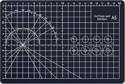 A5 Cutting Mat, Self Healing Sewing Mat, Craft Mat Double Sided 3-Ply Craft Cutting Board for Sewing Crafts Leather Fabric Scrapbooking Project Art Supplies, 8.6“ x 5.9”, Black