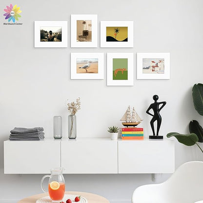 Mat Board Center, Pack of 50, 8x10 for 5x7 White Mats - Acid Free, 4-ply Thickness, White Core - for Pictures, Photos, Framing