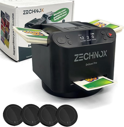 2025 New Smart 2-in-1 Automatic Card Shuffler and Dealer,Programmable Card Dealer,Card Shuffler 2 Deck,360° Rotation,Ultra Quiet,Rechargeable,Support 12 Players,4 Wireless Draw Buttons (Black Pro)